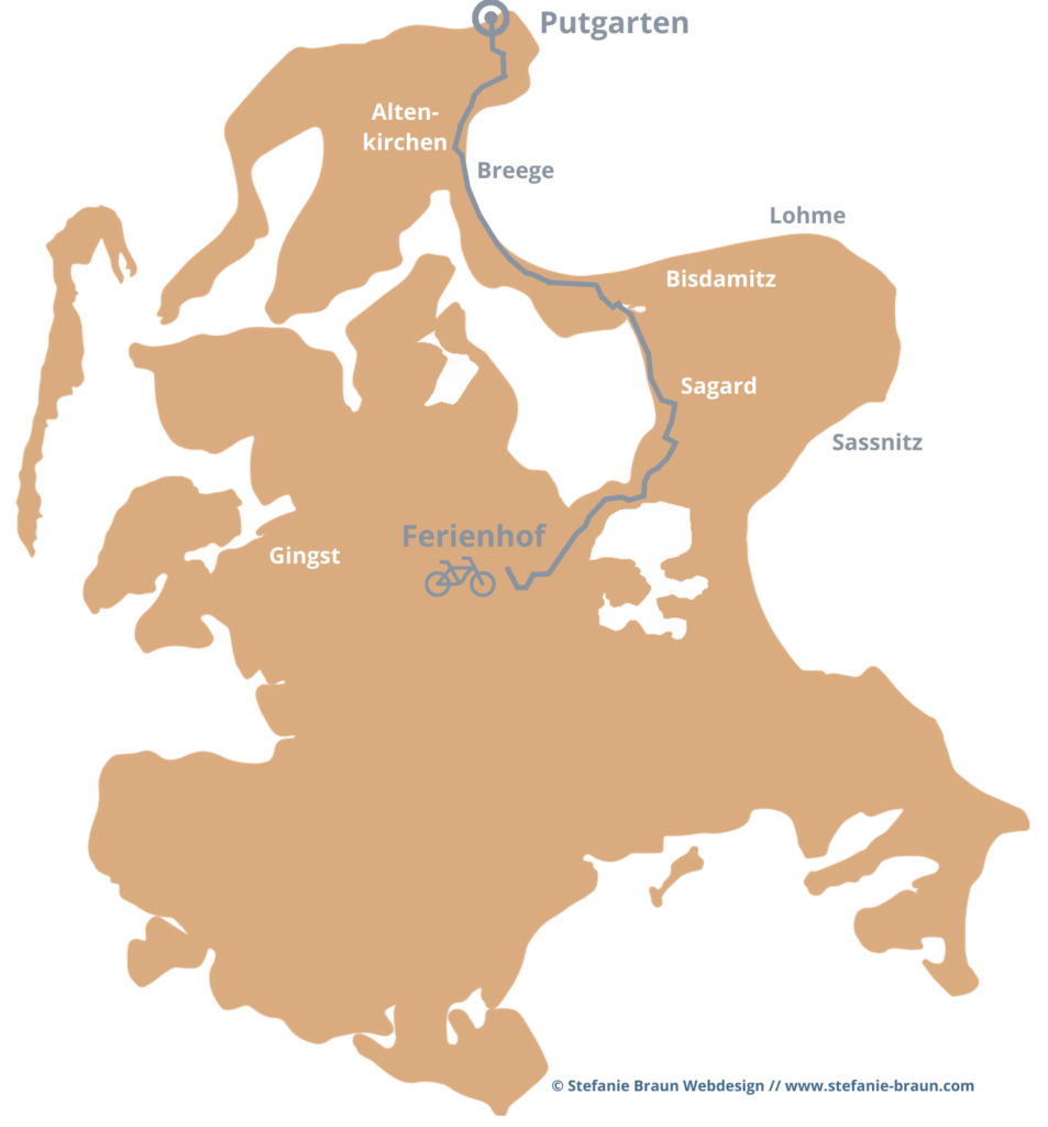 Ferienhof Schlumm - Map Fahrradroute Insel Rügen Putgarten